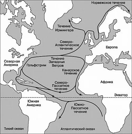 Какие течения атлантического океана