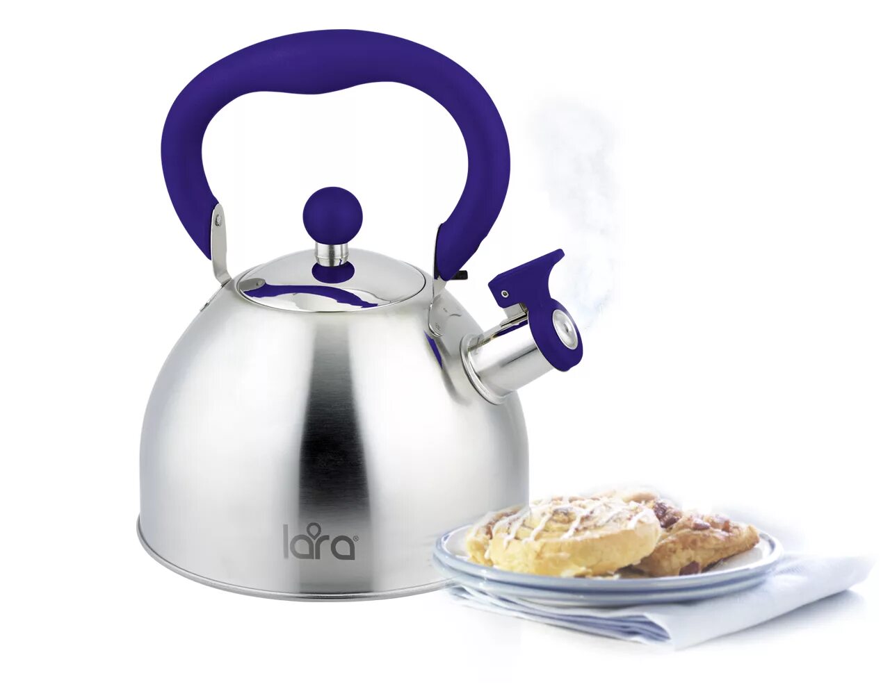 Капс. Чайник lara lr00-10. Чайник со свистком lara. Чайник lara lr00-66. 0л, индукционное дно, свисток, автоподъем крышки.