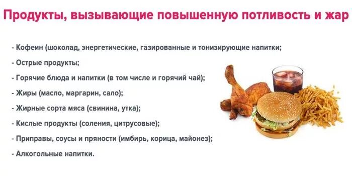 Пот после еды причины у женщин. Какие продукты вызывают потоотделение. Продукты, вызывающие усиленное потоотделение.. Какие продукты вызывают неприятный запах. Какие продукты усиливают запах пота.