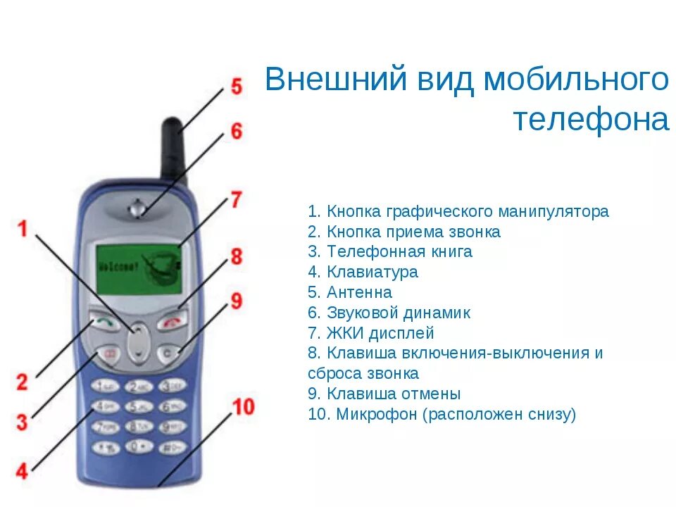 Где находится сотовый телефон. Строение кнопочного телефона. Устройство кнопочного мобильника. Строение мобильного телефона. Составные части сотового телефона.