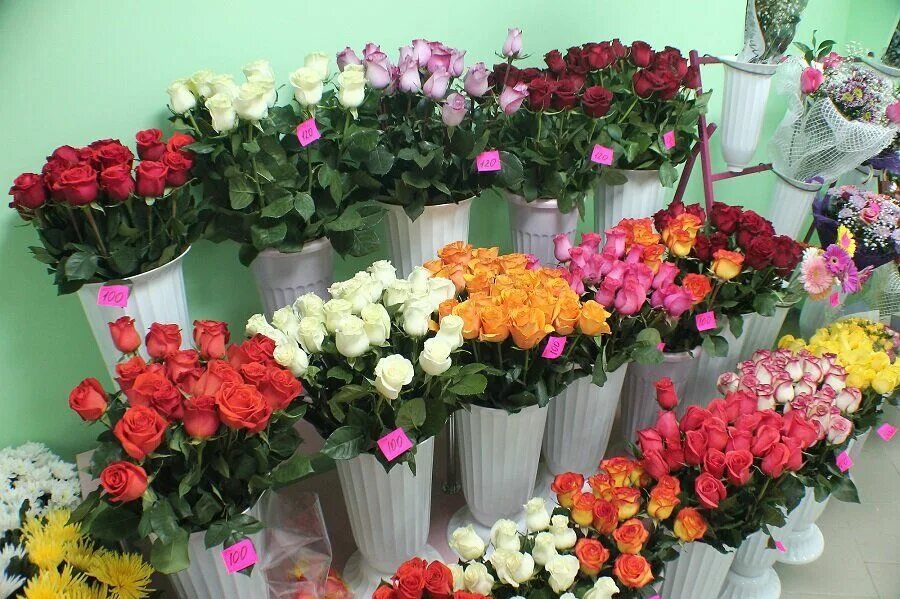Сколько стоит купить цветочный магазин. Свежесрезанные цветы. Много букетов цветов. Цветы на витрине. Цветы магазинные.