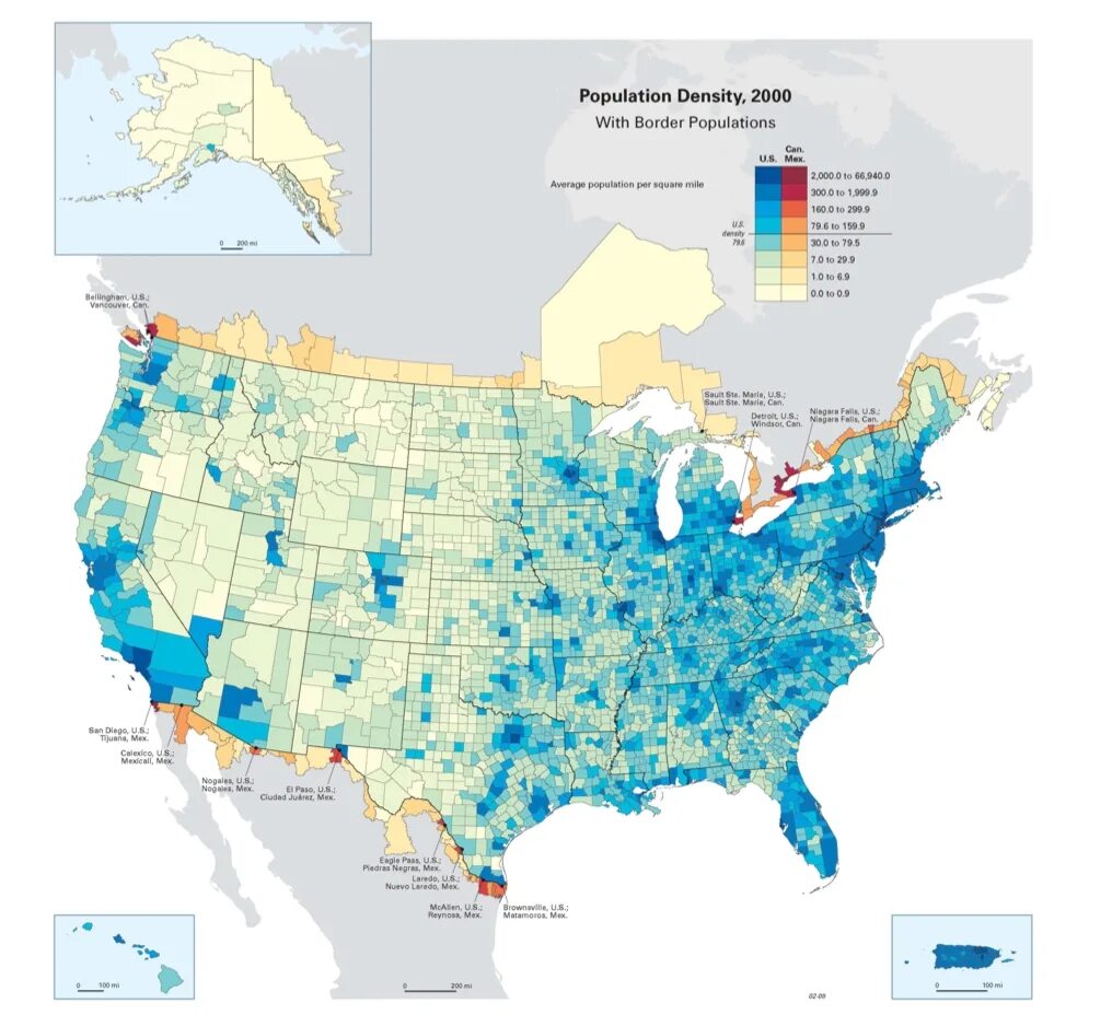 Наибольшая плотность населения северной америки где. Карта плотности населения США. Плотность населения США на карте 2020. Плотность населения Америки на карте. Карта США по плотности населения.