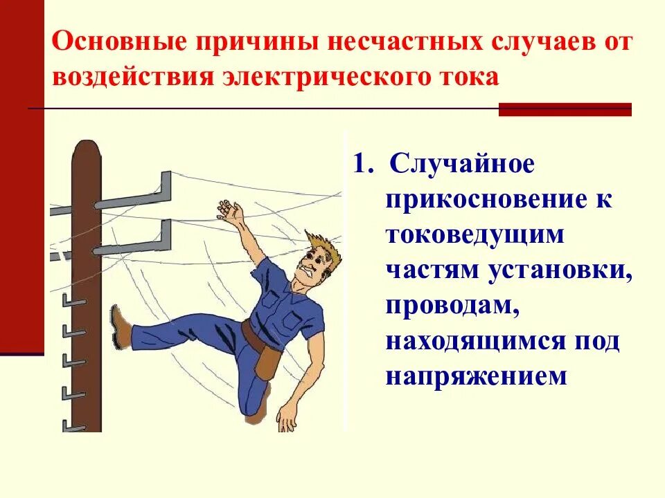 Поражение электрическим током приводит. Основные причины несчастных случаев от действия Эл. Тока. Поражение человека электротоком. Основные причины несчастных случаев от действия электрического тока. Прикосновение к токоведущим частям.