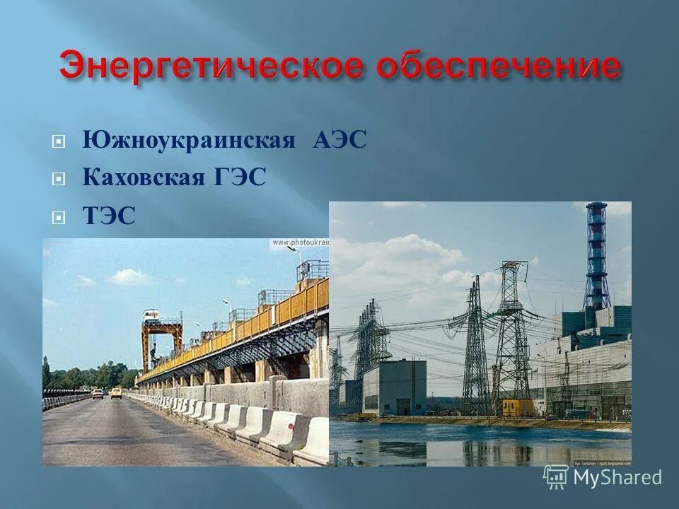 ГЭС АЭС. ТЭС И ГЭС. Южноукраинская ГЭС. Электроэнергетическое обеспечение.