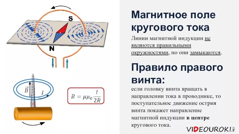 Виды линий магнитной индукции. Магнитное поле прямого тока. Магнитное поле кругового тока.. Линии магнитной индукции проводника с током. Направление магнитной индукции кольцевого тока. Конфигурация магнитного поля.