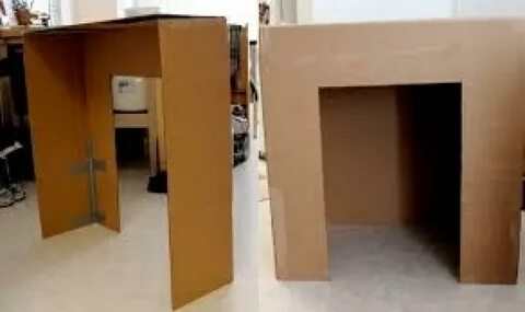 Камин из картонных коробок