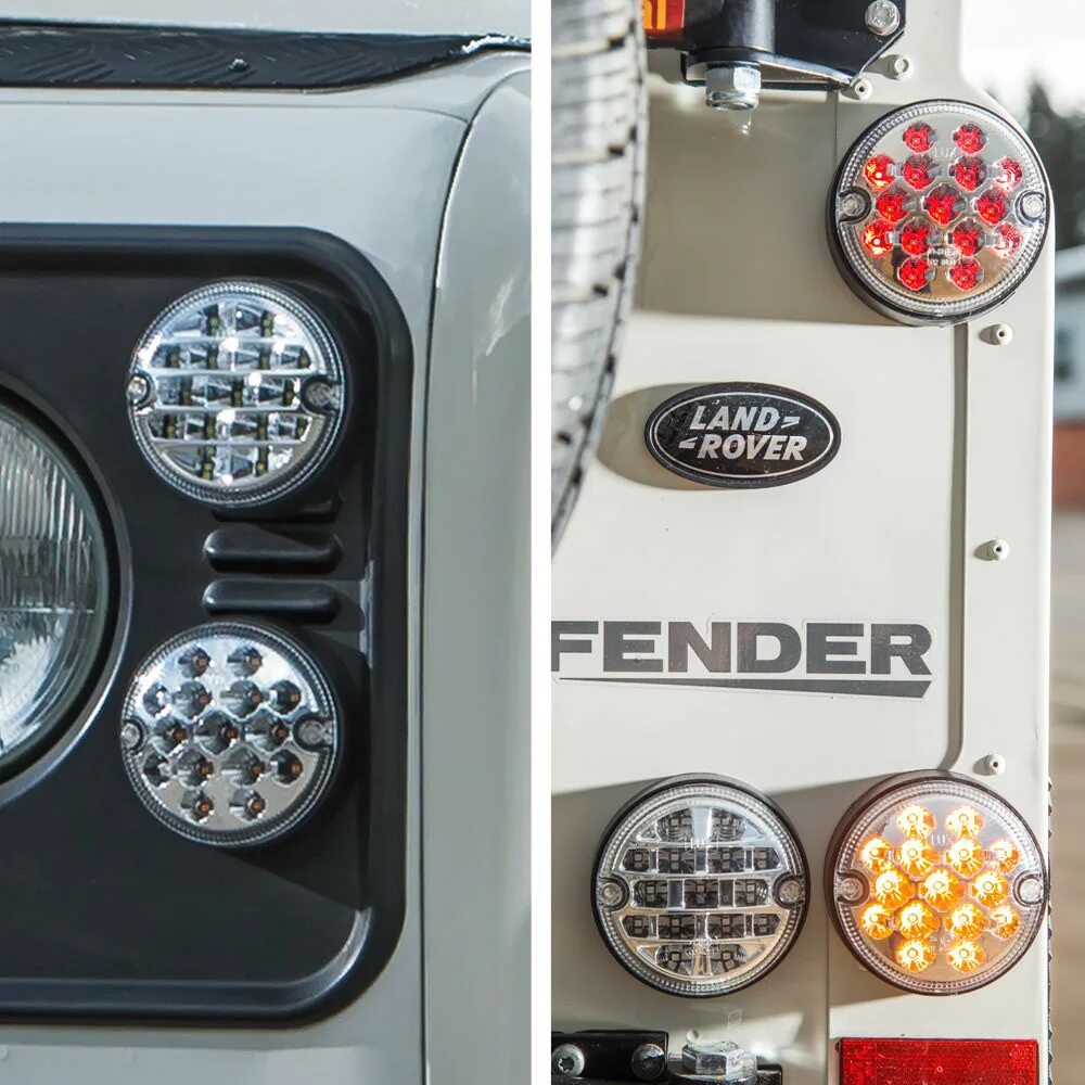 Задние светодиодные фонари Land Rover Defender 95mm. Land Rover Defender led. Задние круглые фонари светодиодные для Дефендер 95 мм купить. Где купить и сколько стоят задние фонари на Land Rover Defender.