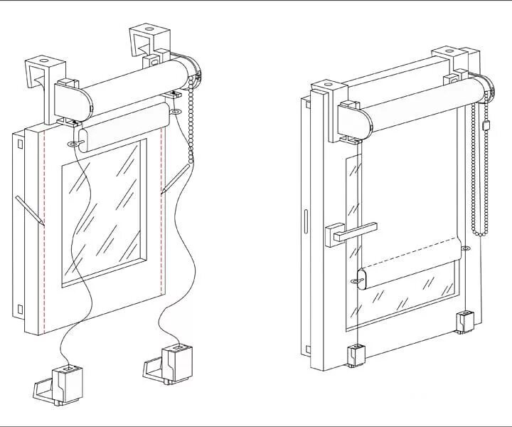 Шторы день ночь с леской. Монтаж лески на рулонную штору. Монтаж рулонных штор с направляющей леской. Монтаж рулонных штор на пластиковые окна с направляющими. Схема сборки рулонных штор на пластиковые окна.