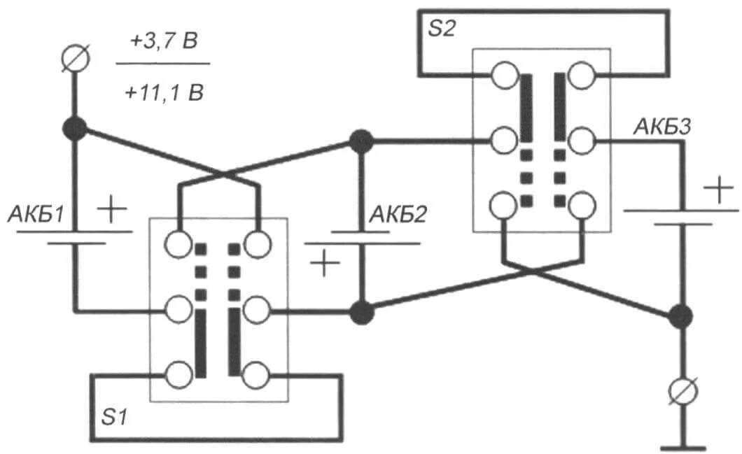 Параллельное соединение аккумуляторов 18650 схема. Переключатель с параллельного на последовательное соединение схема. Схема переключателя 2 х аккумуляторов. Последовательно-параллельное соединение аккумуляторов схема. Последовательное переключение