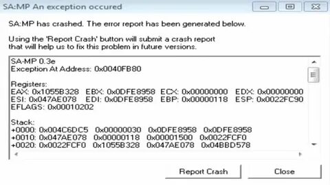 Crashes samp