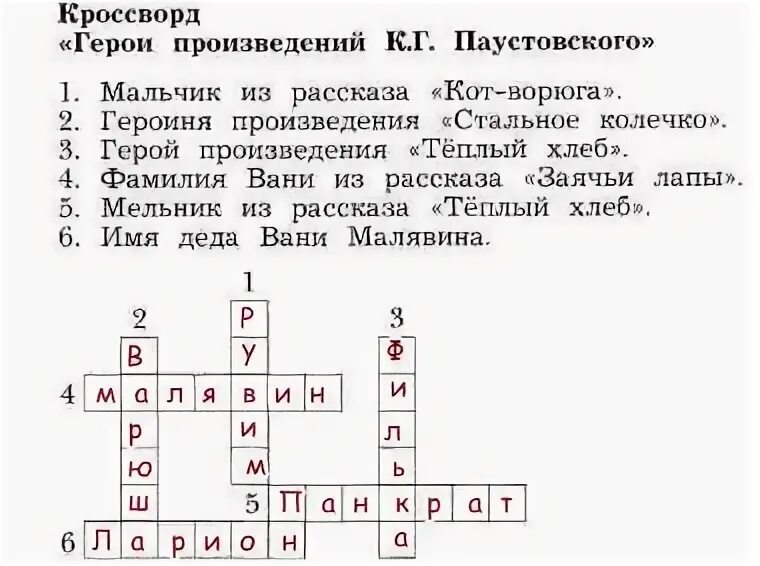 Кроссворд по литературе уроки французского. Кроссворд герои произведения Пауст. Кроссворд по рассказу Паустовского заячьи лапы и ответы. Кроссворд герои произведений к г Паустовского. Тёплый хлеб Паустовский кроссворд 5 класс.