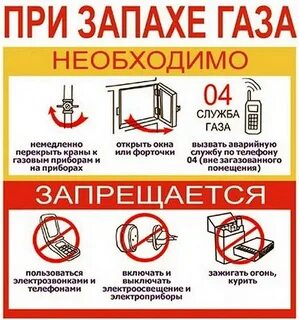 Действия при запахе газа