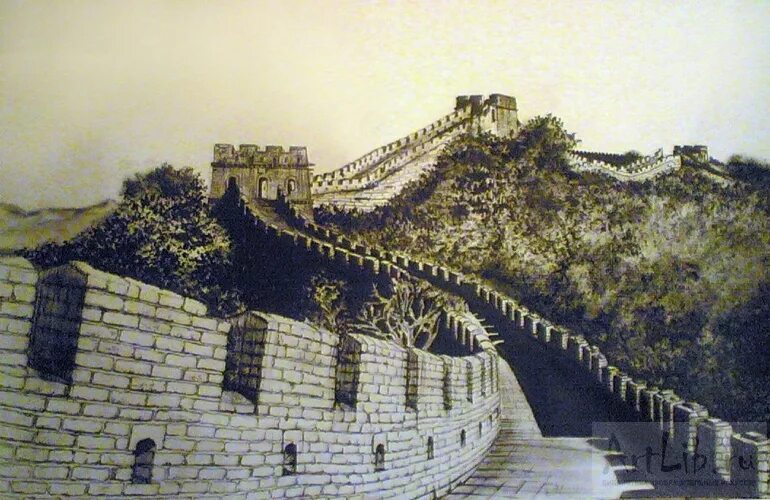 Строительство великой китайской стены 5 класс впр. Великая китайская стена картина. Великая китайская стена картины стройка. Китайская стена на картине художника. Великая китайская стена Графика.