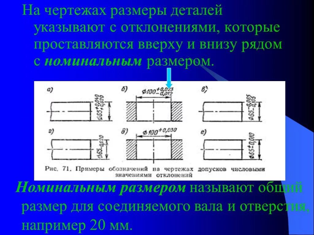 Указать размеры элементов. Отклонения и допуски на Размеры деталей. Допуски размеров на чертеже. Номинальный размер на чертеже. Допуск на размер детали.