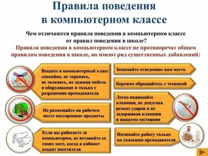 Правила в компьютерном классе
