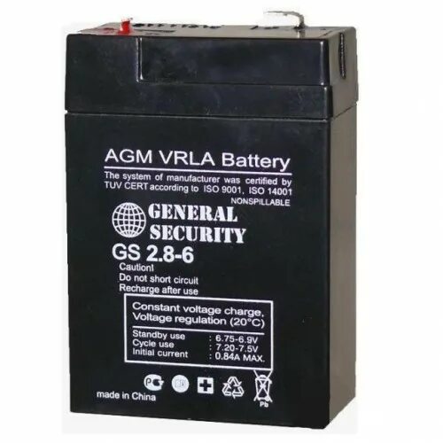 Аккумулятор c 6. Agm vrla battery gs 2.8-6. акб 6в 2.8ач. gs 2.8-6 аккумулятор. акб дженерал секьюрити gs 2.8.
