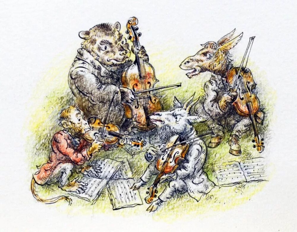 Иллюстрация к басне квартет 5 класс. А. Басни". Герои басни квартет крылова. А.