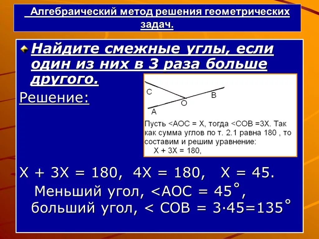 Смежные ряды. Геометрический метод решения алгебраических задач. Методы решения геометрических задач. Нахождение смежных углов. Найдите смежные углы.