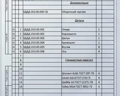 Какая графа отсутствует в спецификации