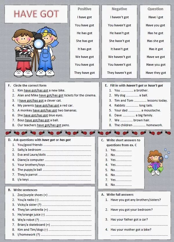 They haven. Have got в английском языке Worksheets. Have has упражнения для детей. Английский have got и has got упражнения. Задания на have got has got 5 класс Worksheet.