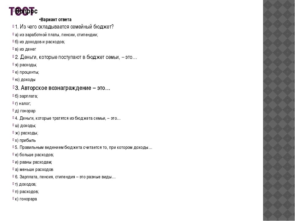 Тест семейное право 9 класс с ответами. Тесты вопросы и ответы. Тест семейный бюджет. Тест семейный бюджет семейный. Тест на тему семейный бюджет.