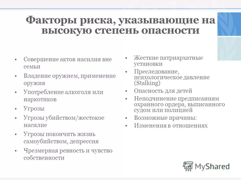 факторы риска и их оценка