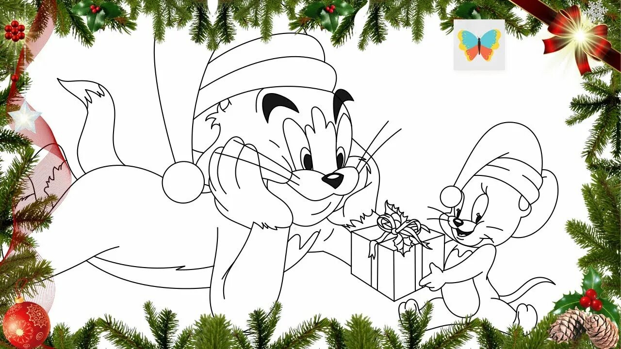 Том и Джерри раскраска Новогодняя. Том и Джерри новый год рисунок. Том и Джерри новый год. Том и Джерри с новым годом. Том и джерри новогодние