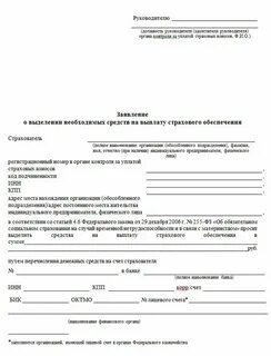 Заявка на выделения денежных средств