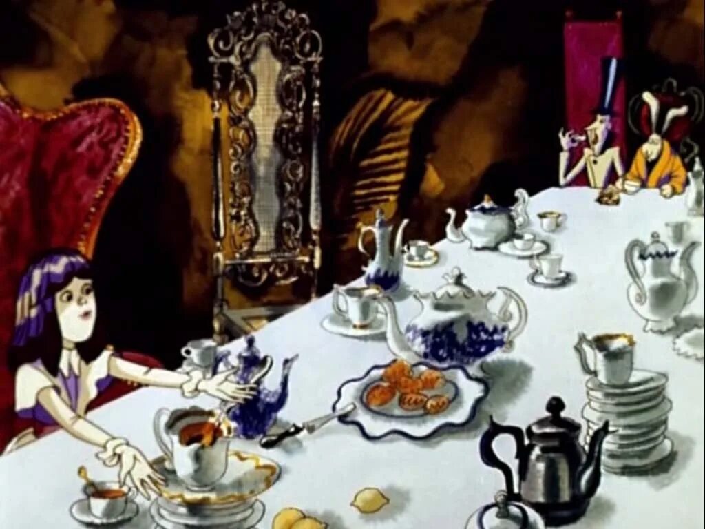 Алиса в стране чудес 1981. Алиса в стране чудес чаепитие у Шляпника. Алиса пьет чай