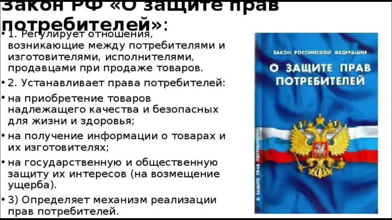 Законодательство рф о правах потребителей