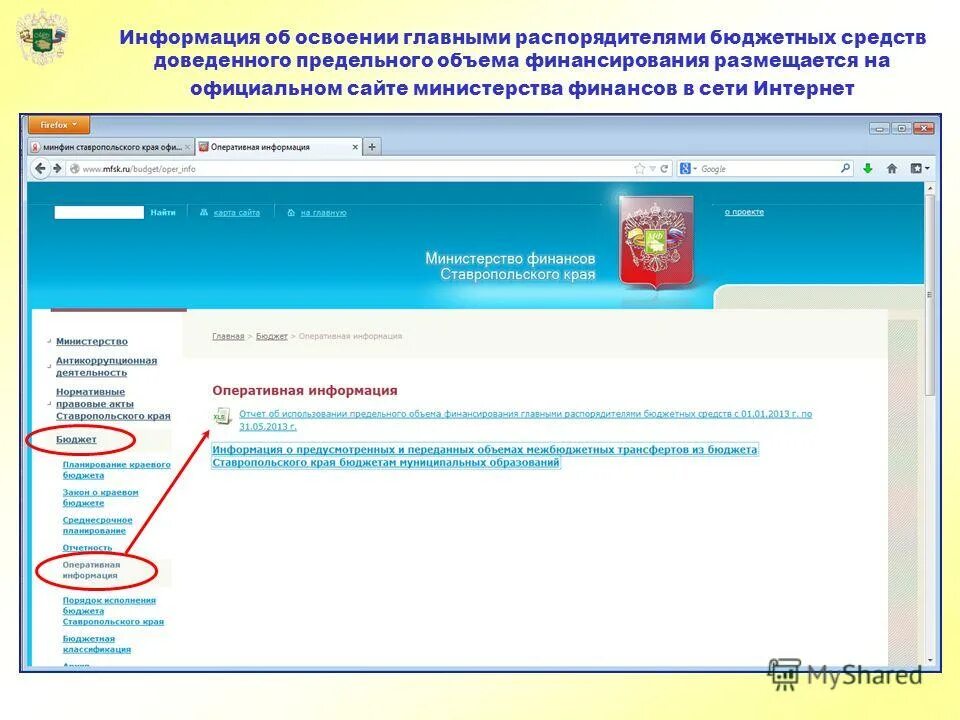 Сайт министерства финансов ставропольского края
