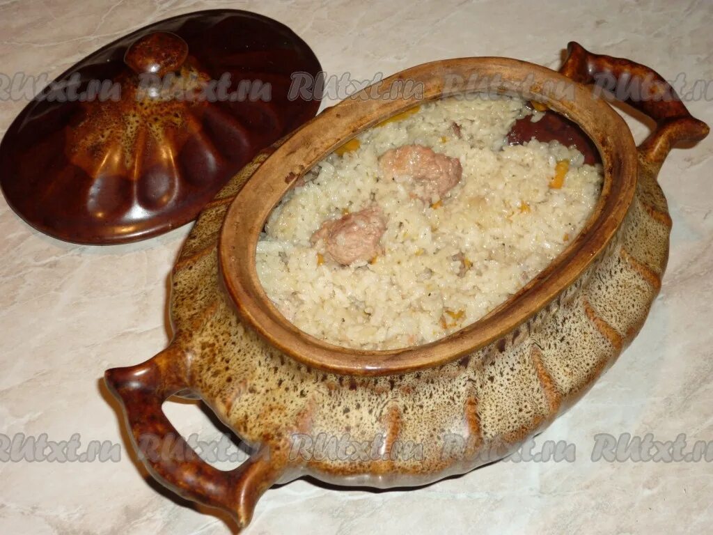 плов в горшочке в духовке с курицей