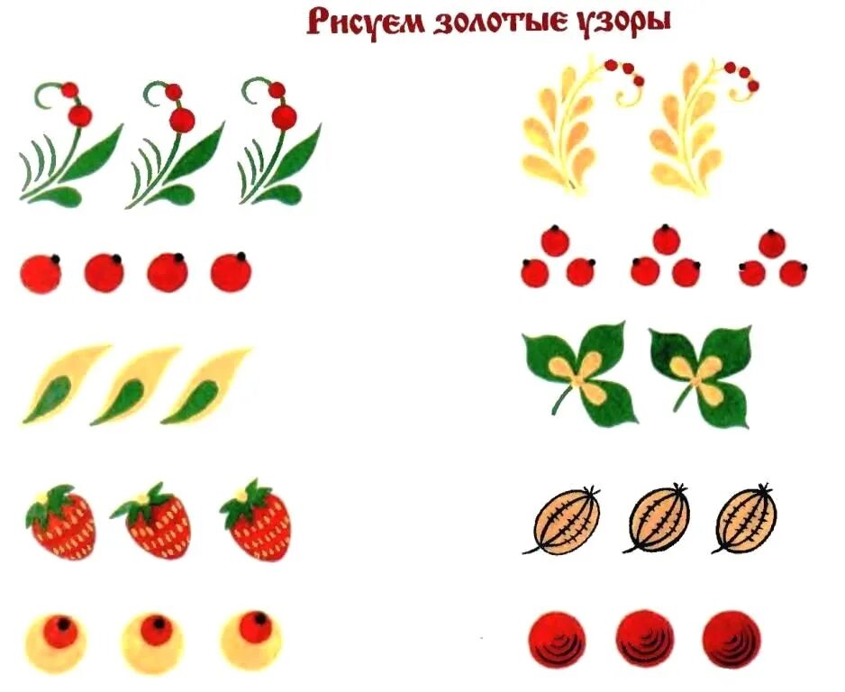 Узоры дошколятам. Основные элементы хохломской росписи для детей. Элементы хохломской росписи для детей старшей группы. Элементы хохломской росписи ягодки. Хохлома роспись элементы росписи.