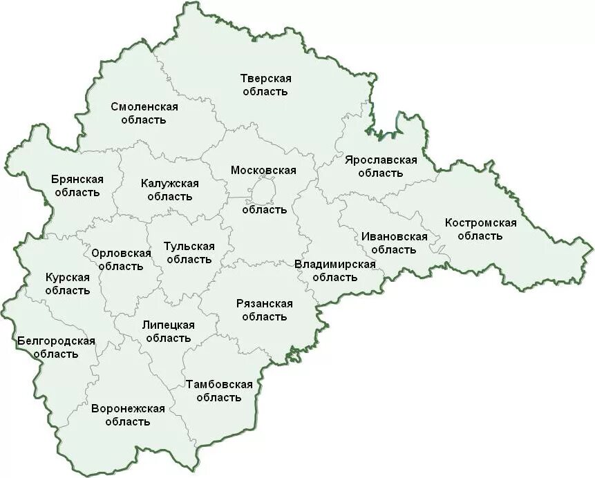 Области центральной россии на карте