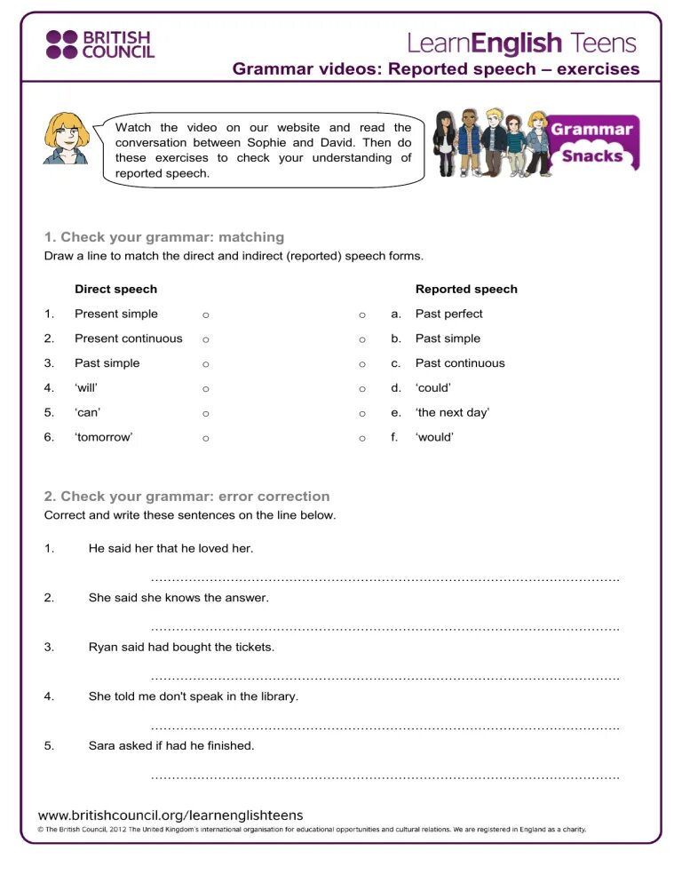 Grammar error correction. Grammar exercises ответы. british council learn english ответы. grammar reported speech ответы. british council learn english teens ответы.