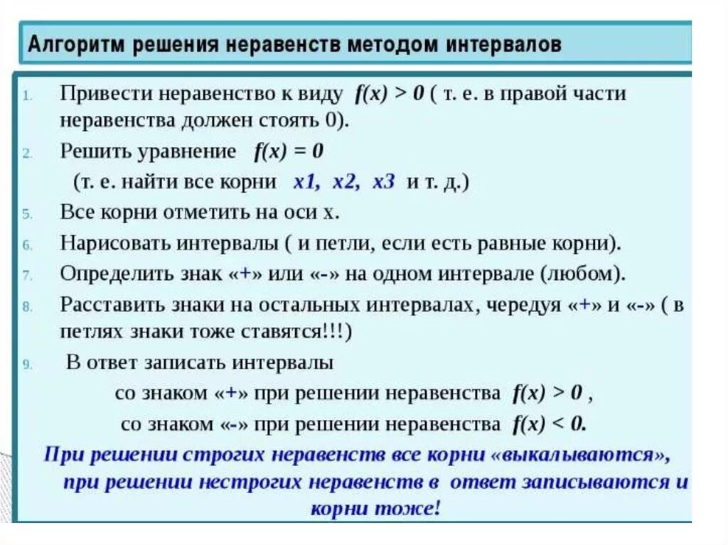 Алгоритм решения неравенств методом интервалов. Алгоритм метода интервалов в неравенстве. Метод интервалов алгоритм решения неравенств алгоритм \. Сформулировать алгоритм решения неравенств методом интервалов. Алгоритм решения неравенств методом