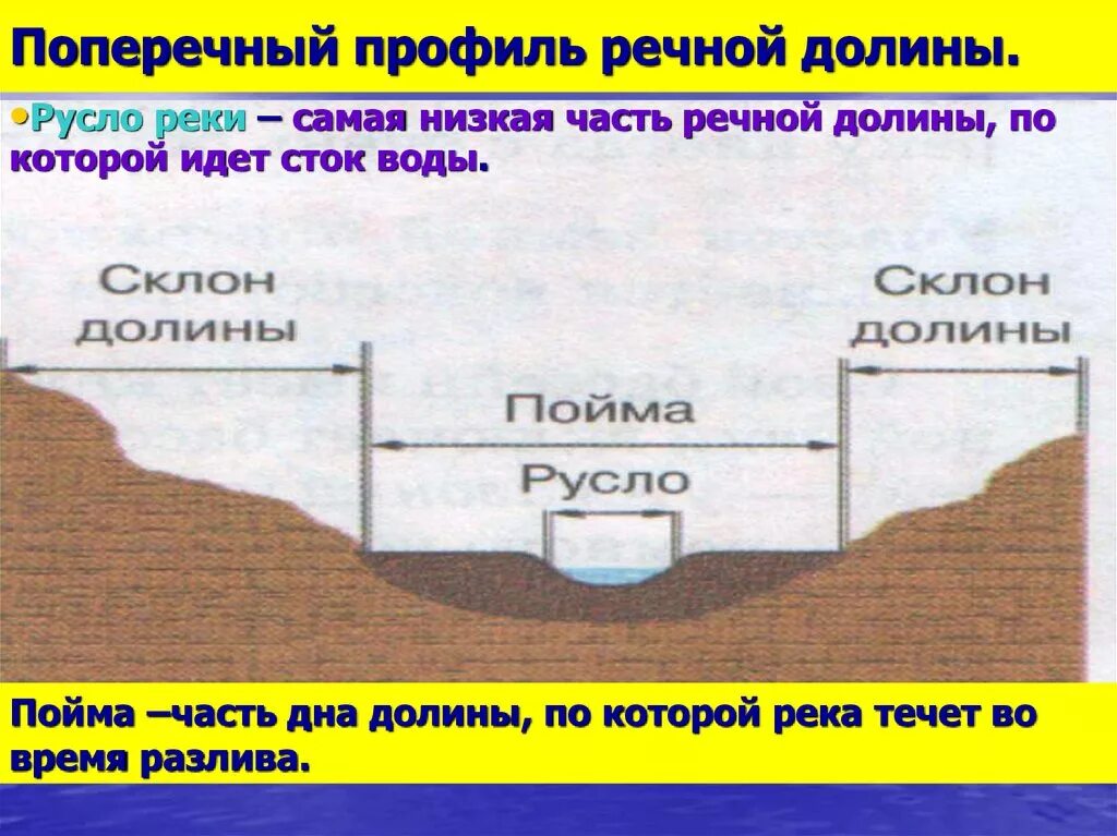 Элементы профиля речной долины. Элементы профиля речной долины