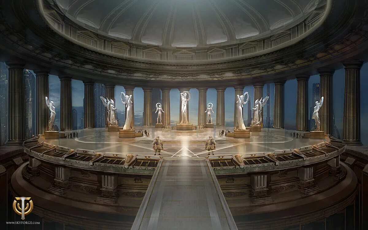 Тронный зал Рим концепт арт. Олимп Тронный зал. Пантеон на Олимпе. Асгард Тронный зал.