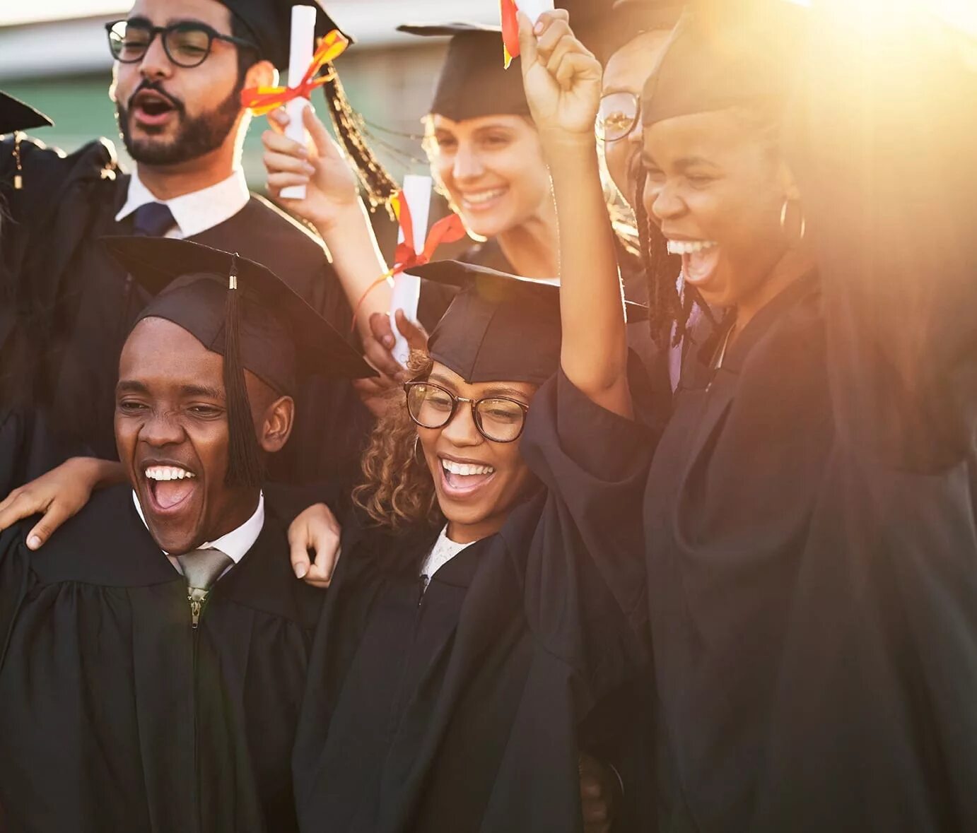 Flowers celebrate Graduation. Black student