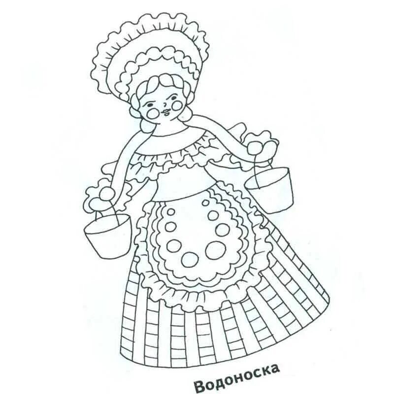 Шаблон дымковской барышни для росписи