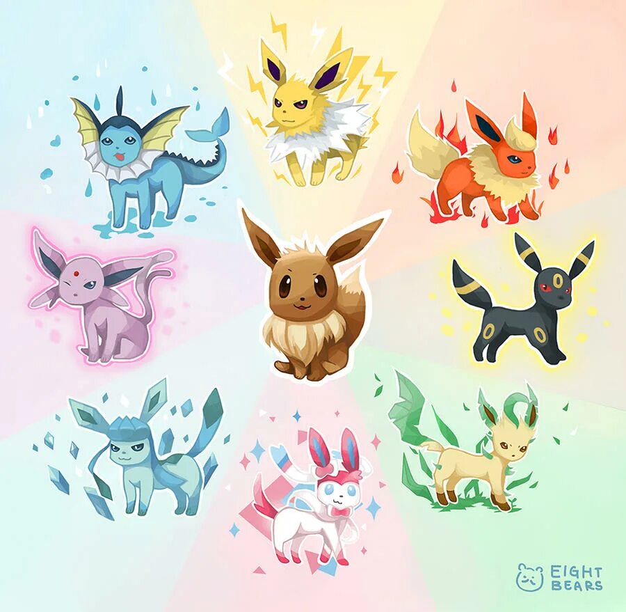 Карточка иви. Покемон иви эволюции. Pokemon Eevee Evolution. Иви покемон. Покемон eeveelution.