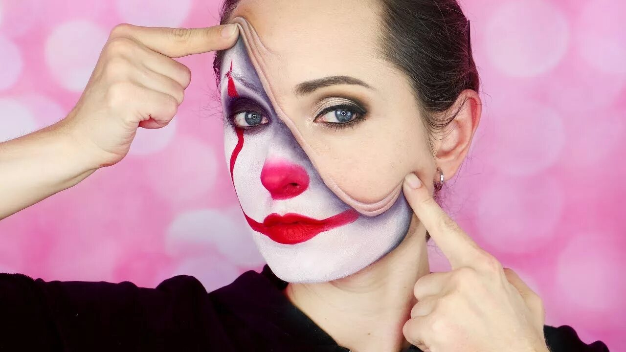 Макияж клоуна на хэллоуин для девушек. Клоунесса гримм. Макияж на хэллоуин для девушек. Девушки клоуны грим. Гримм арлекина.