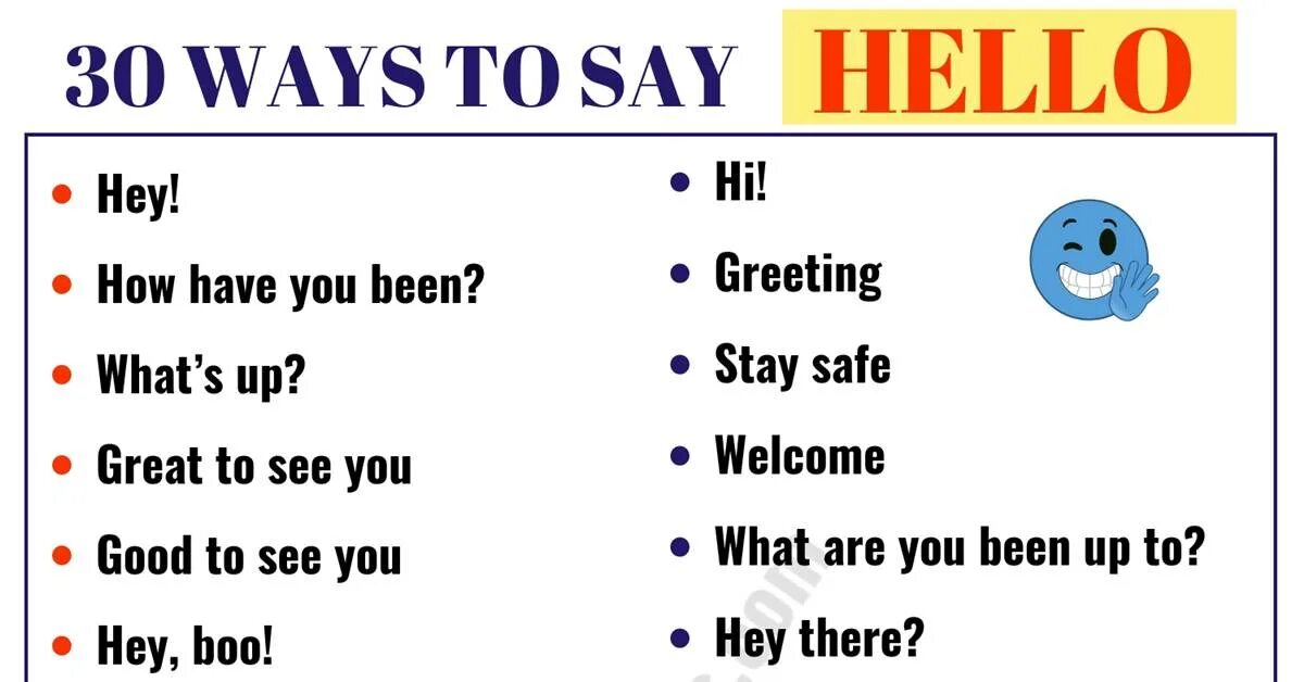 To say said hello. Ways to say hello. Different ways to say hello. How to say hello in different ways. Saying hello in English.