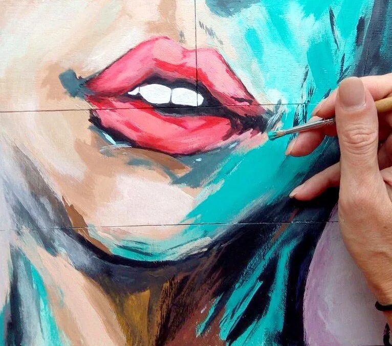 Картина губы девушки. Поп арт акрилом. картина в стиле поп-арт губы. картина акрилом девушка. губы акрилом.