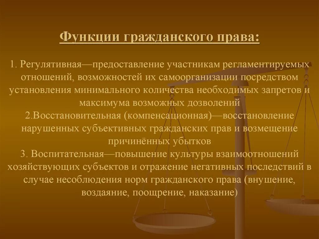 Функции законодательства рф. Функции гражданскоггоправа.