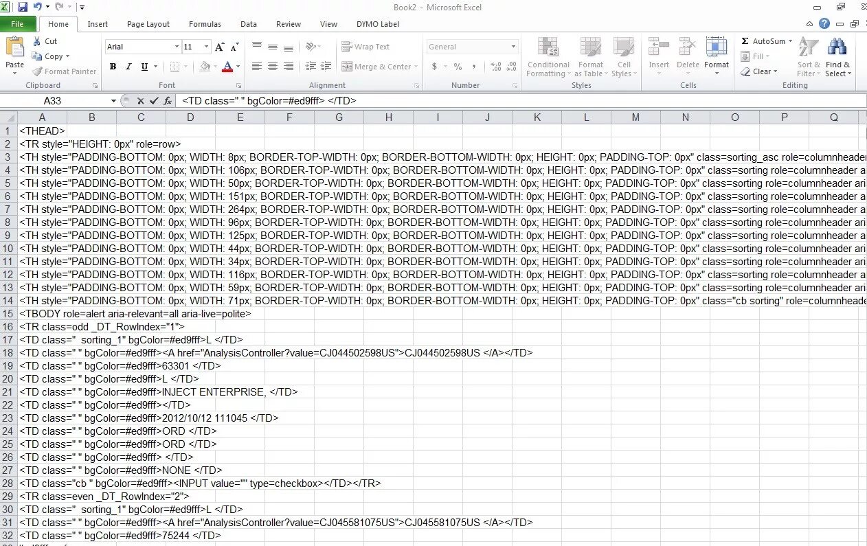 Структура электронной таблицы excel