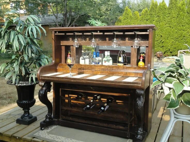 Wine/Cocktail Bar, Upcycled Organ/Piano Bar, Custom Built Woodwork, Wine Cooler,