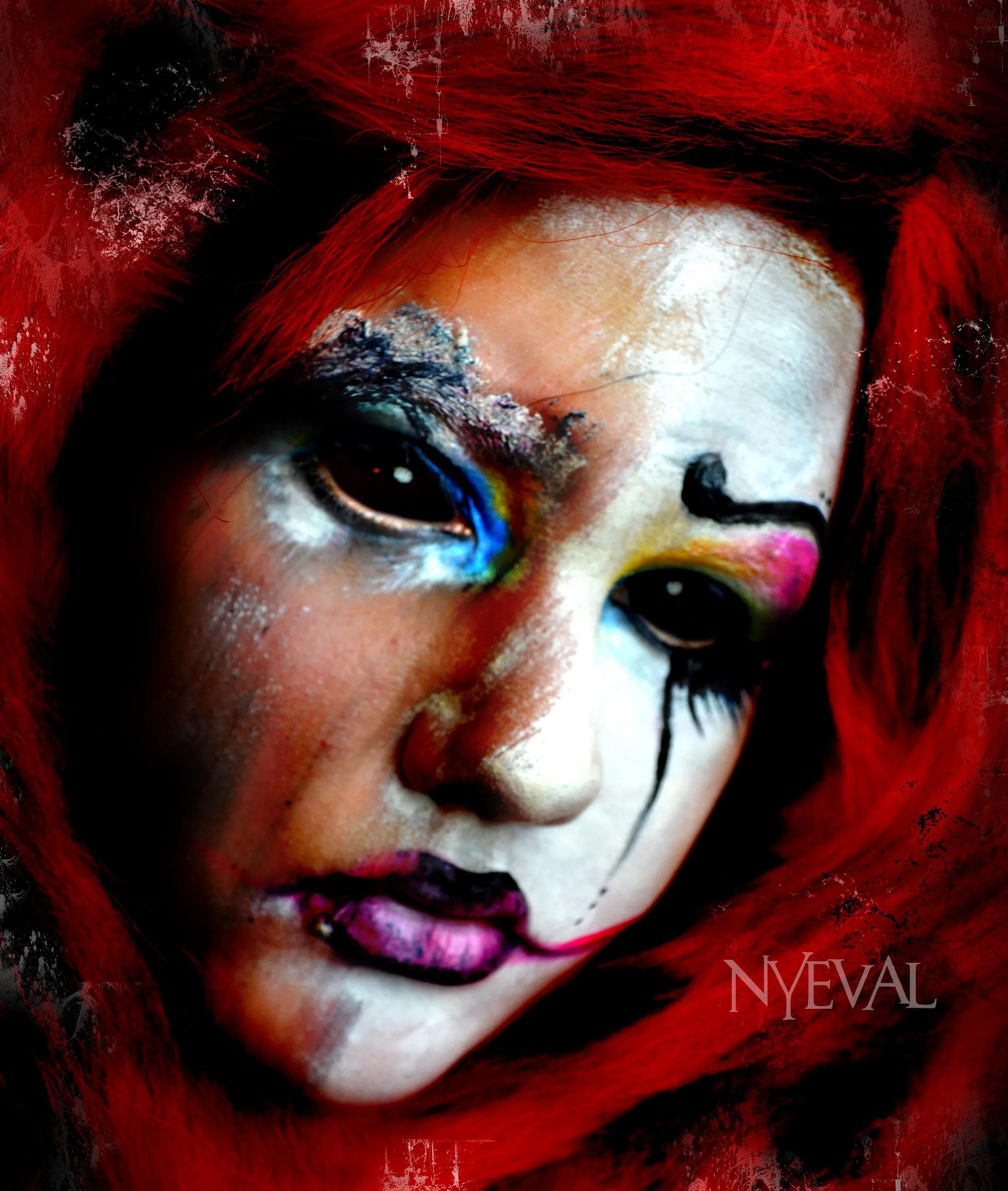 клоун плачет. слезы клоуна. артхаус в живописи. слезы клоуна. грим клоуна.