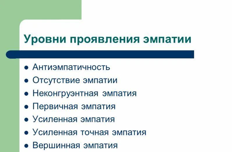 Проявление эмпатии. Отсутствие эмпатии. Уровни проявления эмпатии. Степень проявления эмпатии.