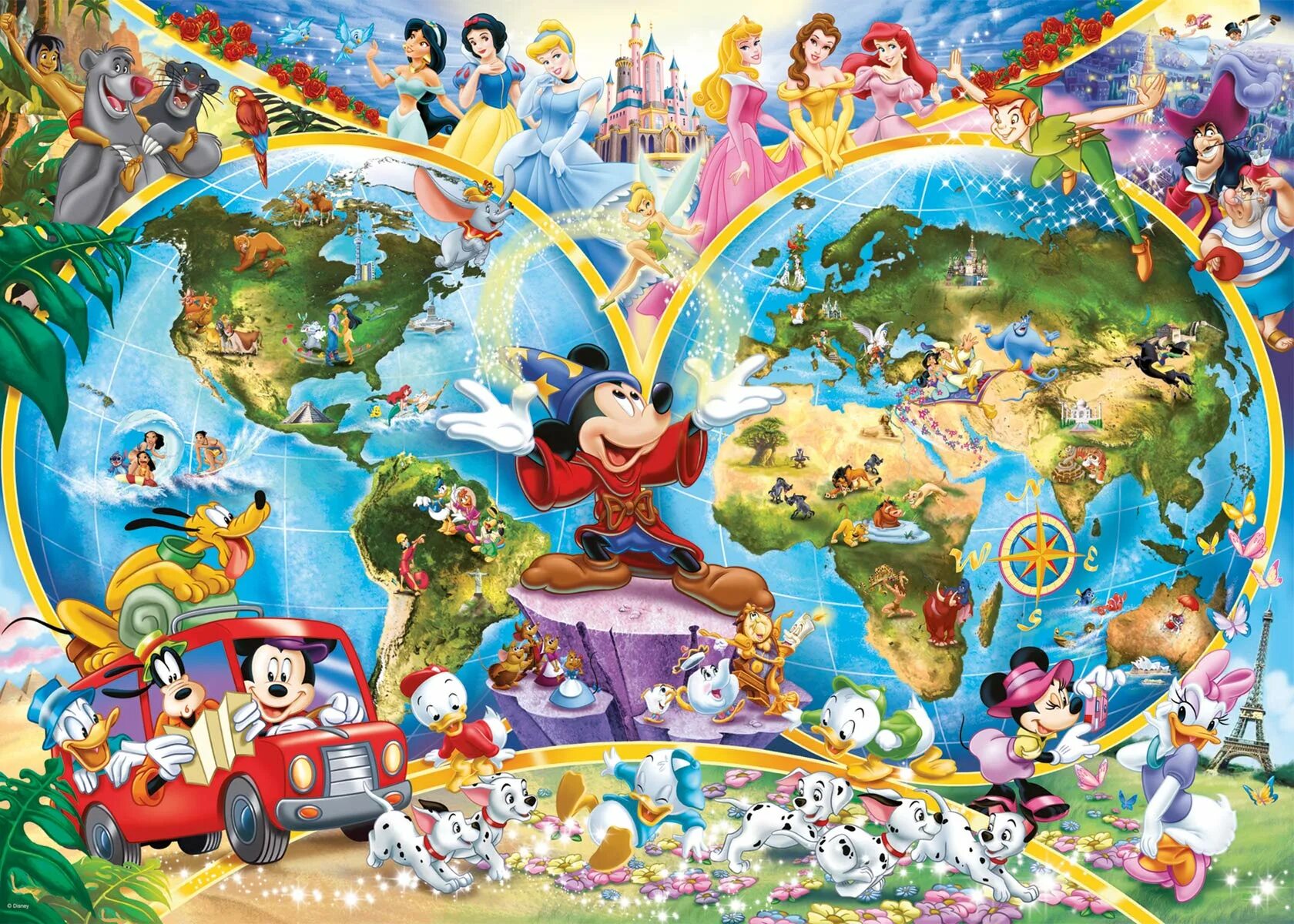 Сказочные герои Уолт Дисней. Пазлы Ravensburger Disney. Уолт Дисней коллаж. Мир героев Уолта Диснея.
